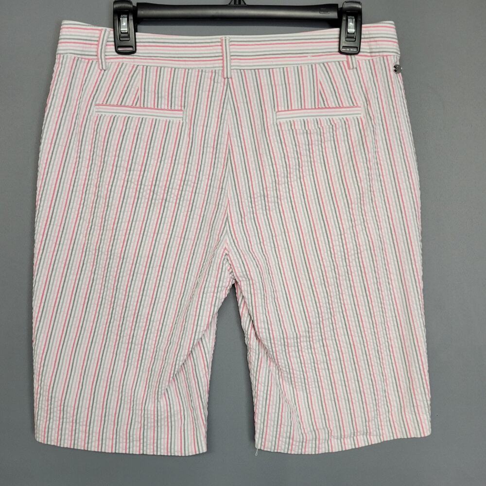 Greg Norman Shorts Womens 6 Seersucker Bermuda Preppy Golf Summer Lightweight - Picture 11 of 12